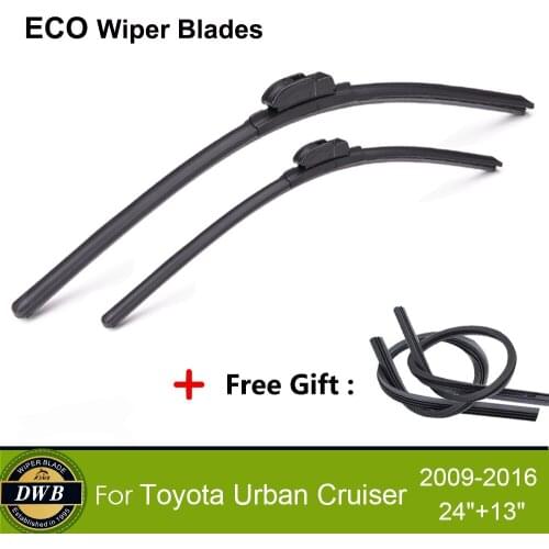 2Pcs ECO Wiper Blades for Toyota Urban Cruiser 2009-2016 24"+13", Free gift 2Pcs Rubbers, Replacing Windshield Wipers