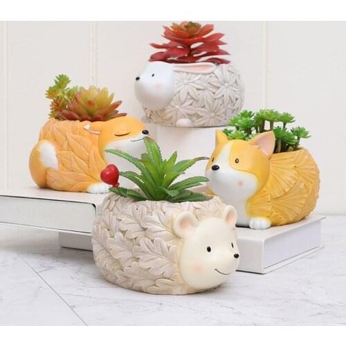 1 PC wholesale Enamel Flowerpot Cute Cartoon Animal Succulent Plant Flowerpot Desk Handicraft Home Garden Bonsai Decoration