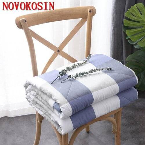 Machine Washed Cotton Summer Plaid Double Covers Quilt Plus Size 200*230cm Simple Home Air Conditioner Thin Summer Colcha