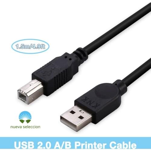 1.5m Printer Cable USB 2.0 Type A to B Male to Male Square Interface for Canon Epson HP ZJiang Brother Zebra Label Printer DAC