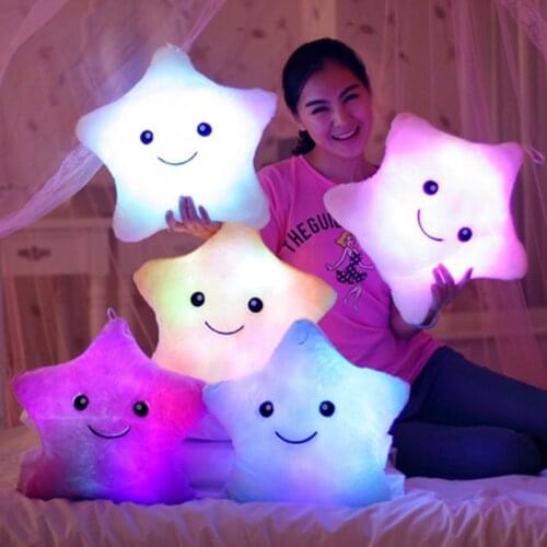 Creative Luminous Pillow Stars Stuffed Plush Toy Glowing Led Light Colorful Cushion Birthday Gifts Toys For Kids Children Girls
