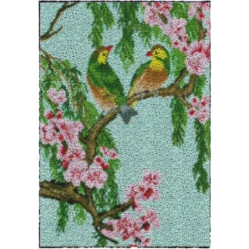 Latch Hook Kits DIY Carpet Rug Flower Bird Plush Wall Tapestry Kits Crochet Floor Mat Thick Yarn Cushion Arts & Crafts 87*61cm