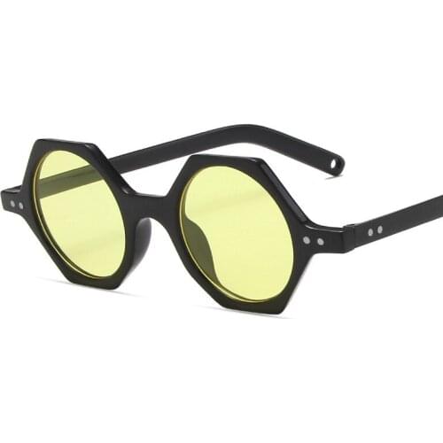 Polygon Frame Women Men Sunglasses Yellow Blue Lens UV400 Eye Protection Girl Sexy Ladies Fashion Outdoor Eyewear