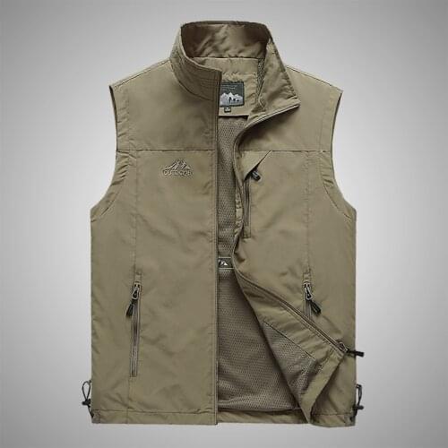 Mens Hiking Vest Spring Autumn Breathable Quick Drying Fishing Waistcoat Outdoor Hunting Vests Plus Size S-5XL Colete Tatico