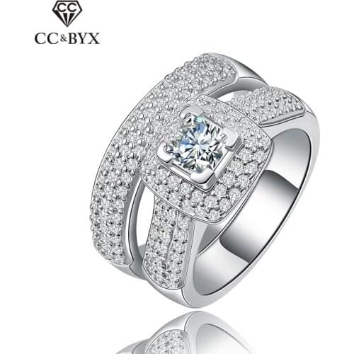 Wedding Ring Set Luxury CZ Jewelry 2 Pcs Vintage Rings For Women Cincin Wanita Cubic Zirconia Bridal Sets Bijouterie CC149