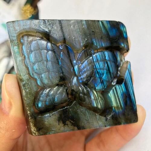 New product hand-carved natural labradorite animal crystal statues for home decoration