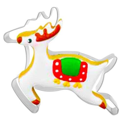 Running Elk Cookie Cutter Stainless Steel Biscuit Cut Mold Baking Fruit Cut Cake Mold Embossing Printing Die