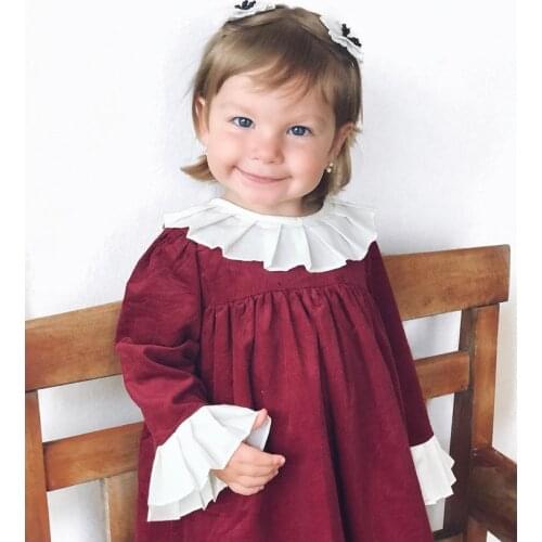 Girl Dress Long Sleeve Vintage Red Baby Girls Princess Dress Christmas New Year Costumes Kids Dresses For Girl Party Vestidos