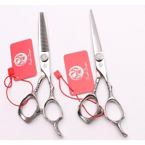 6" 17.5cm Japan 440C Purple Dragon Shiny Hairdressing Scissors Thinning Scissors Cutting Shears Professional Hair Scissors Z9001