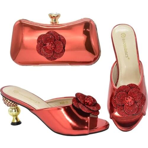 Red Color Special Arrivals High Quality Italian Women Shoes and Bag Set African Individual design Matching Shoes and Bag
