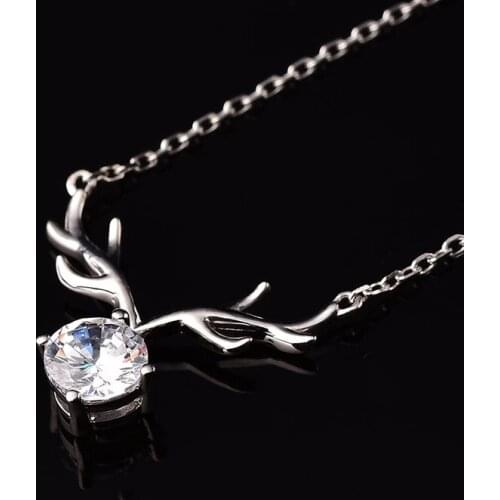 Poetry Of Jew Store S925 silver necklace round 1.00ct D VVS classic necklace send his girlfriend to send the wife Christmas gift