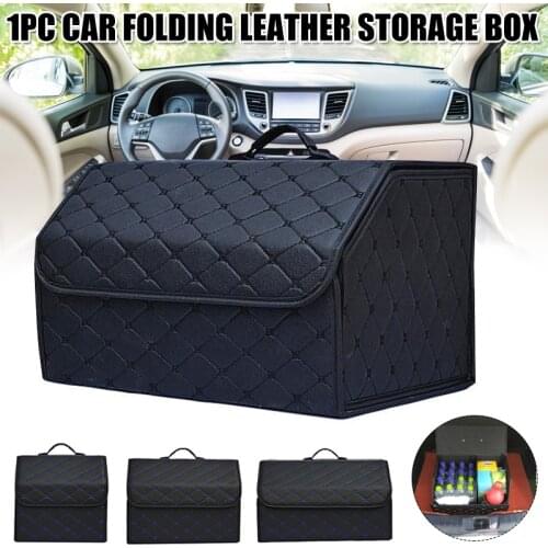 Car Storage Bag PU Leather Trunk Organizer Box Bags Folding Car Trunk Stowing Portable Boxes SAL99