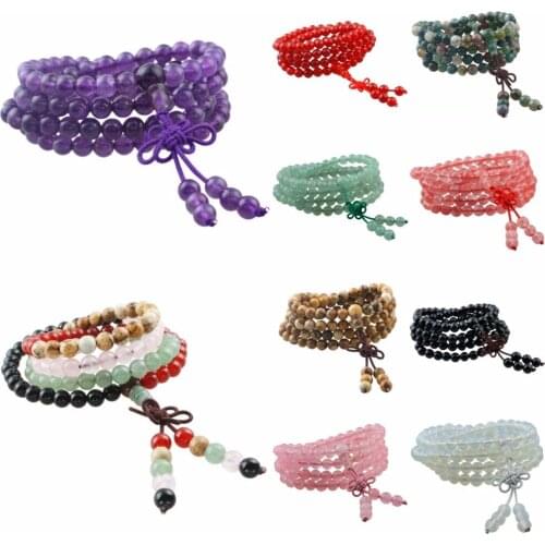 SUNYIK Tibetan Buddhist 108 Mala Stone 6mm Beads Bracelet Bangle Necklace