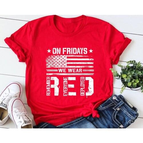 Funny American Woman T-shirt on Friday Fashion Tops Independence Day Holiday Tee National Flag Day Unisex Crewneck Shirt