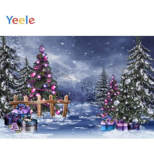 Yeele Christmas Tree Snow Mountain Lattice Gifts Winter Photocal Photography Backgrounds Photographic Backdrops for Photo Studio