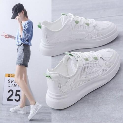2021 Hot White Shoes Women Platform Sneakers Breathable Summer Shoes Student New Female Casual Shoes White Sneakers Platform
