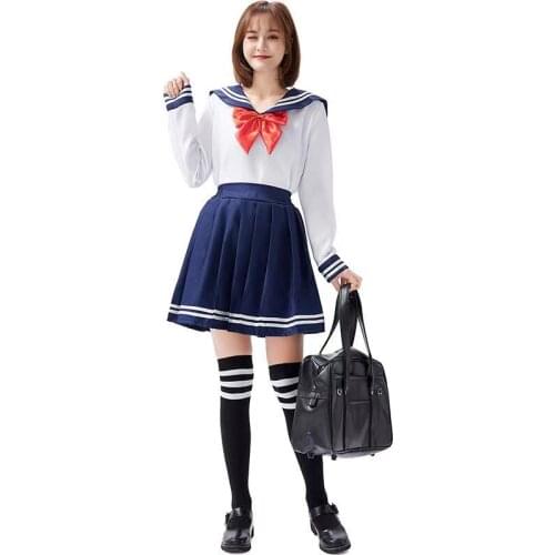 Women Navy Sailor Cosplay Female Halloween Student Uniform Costumes Carnival Purim Parade Nightclub Bar Role Play Party Dress
