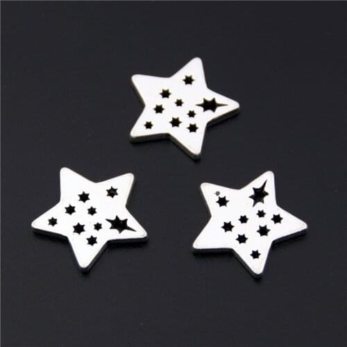 10pcs Silver Color Hollow Double Star Charms Pendant Diy Bracelet Neckalce A2444