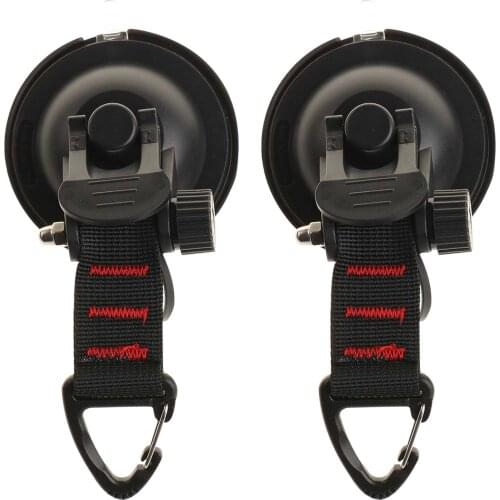2 Suction Cups with Hooks Kit Heavy Duty Car Awning Windshield Suckers Reusable Anchor Strap Tent Tarpaulins Fixing Sucker Tools