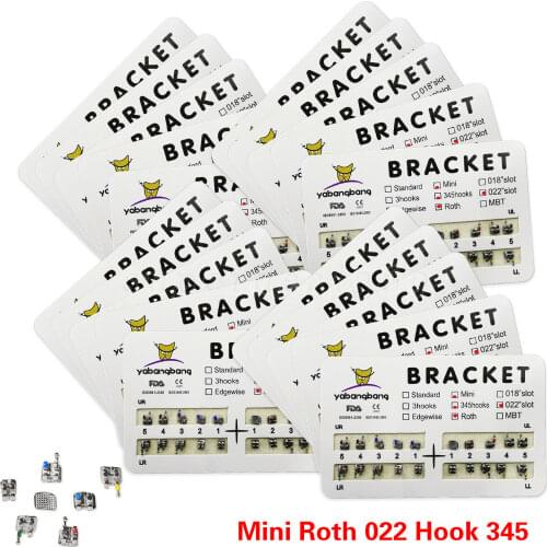 200PCS/10packs Dental Orthodontic Metal Braces Bracket Mini Roth Metal Slot.022 345 Hooks Used For Orthodontic Dental Treatment
