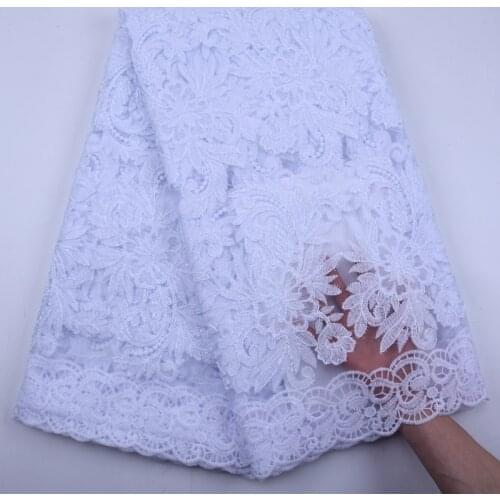 2020 High Quality African Lace Fabric Pure White French Net Embroidery Tulle Lace Fabric For Nigerian Wedding Party Dress S1811