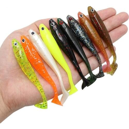 5pcs 9cm/5g Super Soft T-tail Worm Bionic Fishy Smell Shad Wobblers for Bass Pike Catfish Fishing Lure 9 Colors Optional