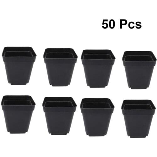 50pcs Flower Pots Plant Pot Cartoon Square Cute Plastic Creative Mini Flower Pots Flower Holder Flowerpot Vase For