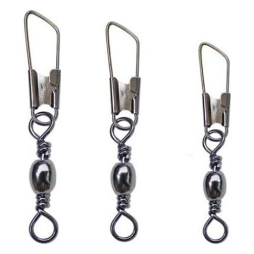 50PCS/Lot Stainless Steel Fishing Hook Snap Fishing Line Connector Pin Fishing Lure Bearing Rolling Swivel Fishing Accessories
