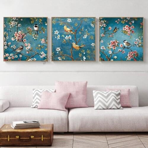 The whole square diamond painting spring branch bird cross stitch 3D DIY diamond painting embroidery home decor 3 pieces GG4972