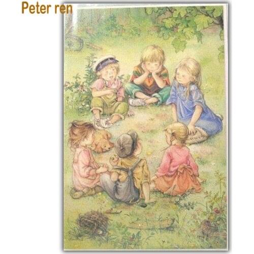 Diamond painting cross stitch diamond embroidery portrait Square/Round diamond Mosaic Rhinestone "Children telling stories"