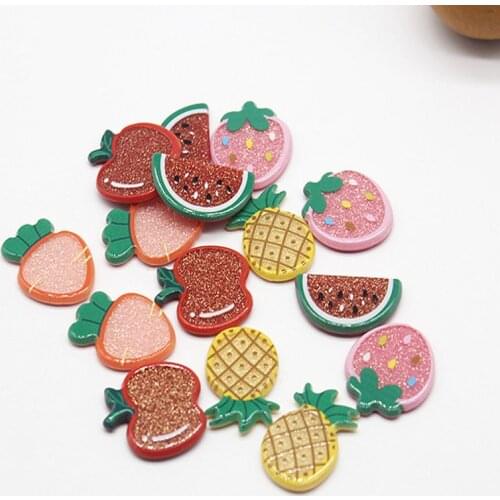 20PCS/Lot resin Fruit watermelon pineapple Padded Applique Crafts for Children Hair clip Accessorie and diy Mobile phone jacket