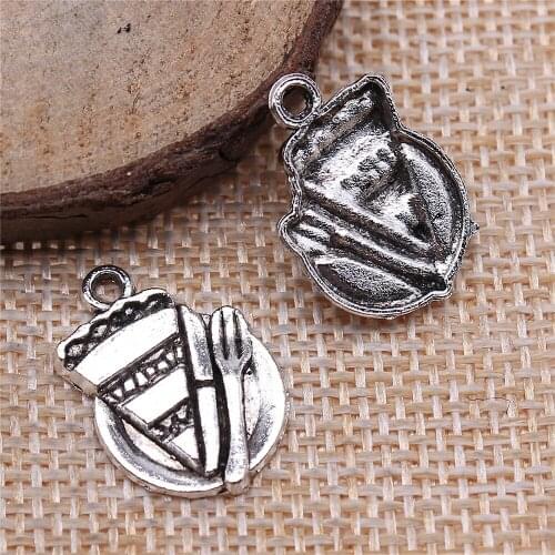 Free shipping 43pcs 20x14mm antique silver a piece of cake charms diy retro jewelry fit Earring keychain hair card pendant