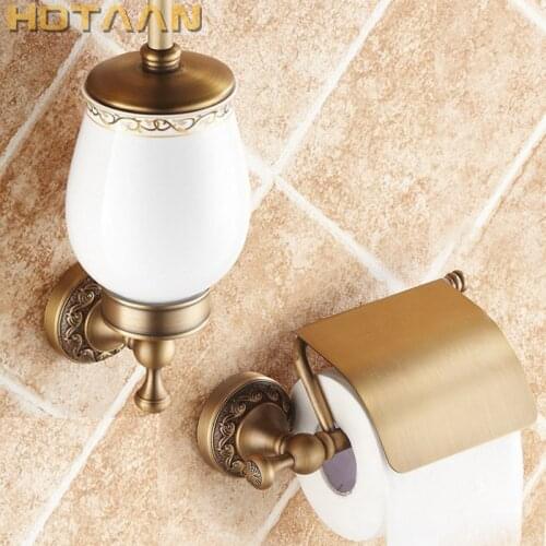 Free shipping,solid brass Bathroom Accessories Set,Paper Holder toilet brush holder,bathroom sets,antique brassYT-12600-2