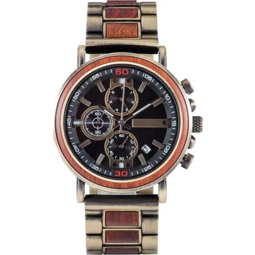 BOBO BIRD Wood Watch Top Brand Luxury Auto Date Chronograph Military Men Watches in Wooden Box reloj hombre Dropshipping