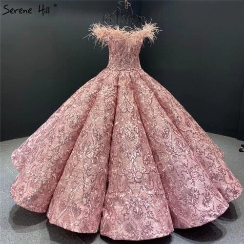 Bean Pink High-end Feathers Sequins Wedding Dresses 2020 Off Shoulder Sexy Luxury Bridal Gown HA2295 Custom Made