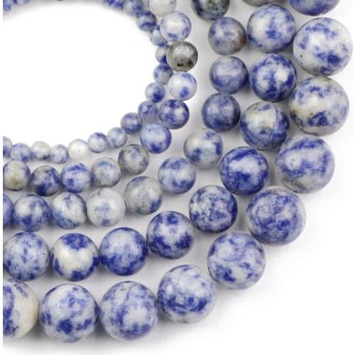 YHBZRET White Dot Blue Sodalite Natural Stone Beads For Jewelry Making Material For Bracelet accessoris 4/6/8/10/12mm spacer DIY