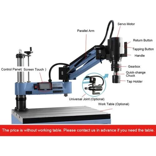 CE 220V M12-M48 CNC Vertical Type Servo Electric Tapping Machine Servo Motor Electric Tapper Tapping Taps Threading Machine