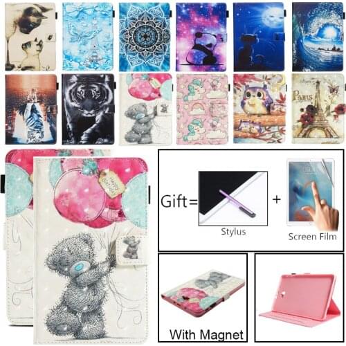 For Samsung Galaxy Tab A A6 10.1 2016 T580 T585 Wallet Flip Stand Case Coque SM-T585 Tablet Anti-crack Cover Cartoon Bear Fun