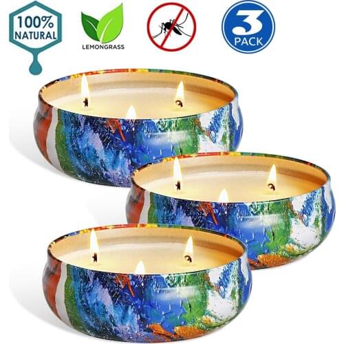 Home Scented Soy Wax Candles Kit Aromatherapy Big Jar with Wax Scent of Citronella Long Lasting Relaxing Mood Creator