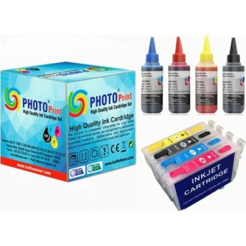 Photo Print Epson Stylus SX510W T0711-T0714 equivalent Easy Dolan Cartridge + 4x100 ml Ink Color Kit