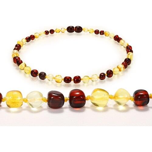 HAOHUPO Top Quality Cherry Gold(Lemon) Baltic Natural Amber Necklace Polish Original Necklace Baroque Necklace Red Baby Jewelry