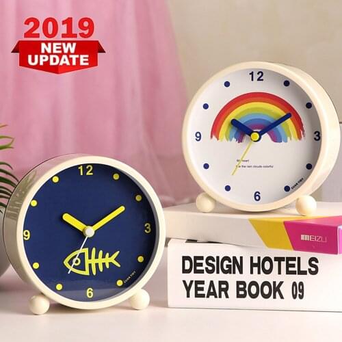 Art Metal Alarm Clock Mute Night Light Fashion Digital Student Bedside Clock Bedroom Decoration