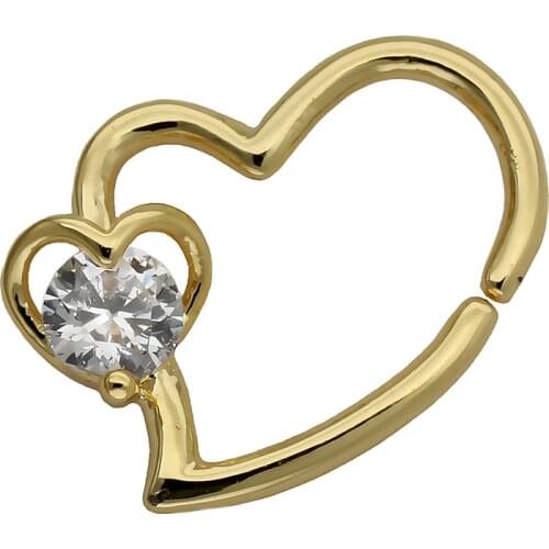 JHJT 20G Ear Cartilage Tragus Helix Piercing Stainless Steel CZ Heart Nose Hoop Hinger Septum Studs Ring Women Jewelry