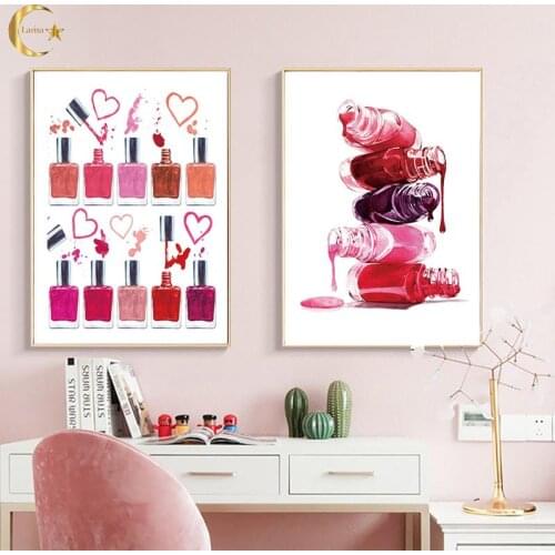 Beauty Poster Bathroom Art Canvas Painting Nail Polish Print Makeup Illustration Nails Salon Manicure Store Wall Decoration