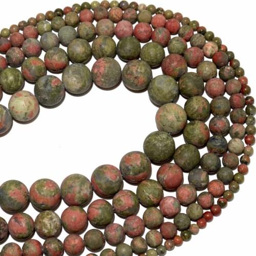 Free Shipping Dull Polish Matte Natural Stone Unakite Round Loose Beads 4 6 8 10 12 MM Pick Size For Jewelry Making Diy Bracelet