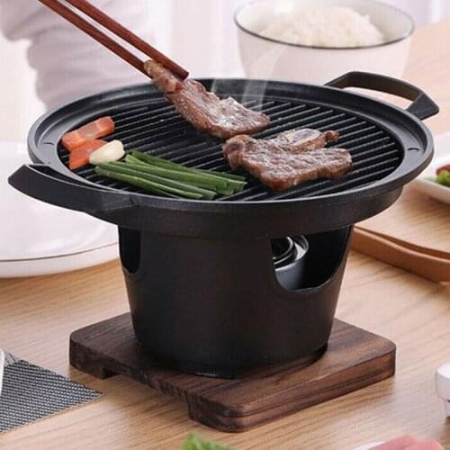 4 Styles One Person Mini BBQ Grill Set Smokeless Barbecue Home Outdoor Japanese Alcohol Stove Plate Roasting Meat Cooker Oven