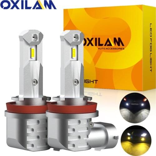 OXILAM 2Pcs CANBUS H8 H11 LED Fog Lamp Yellow White H10 9006 HB4 H16JP Daytime Driving Fog Car Lights for Toyota Kia 6500K 3000K