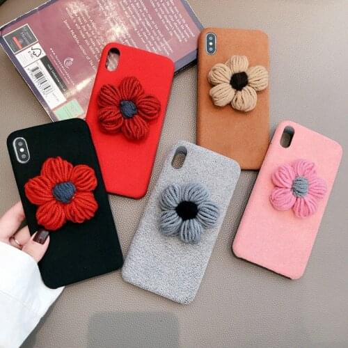 Luxury Girl Fashion 3D Cute Furry Flower Soft Microfiber Back Phone Case Cover For Iphone 11 Pro Max XS Max XR X 8 7 6 6S Plus