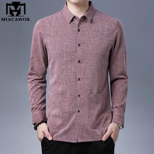 New Shirts Men Cotton Linen Breathable Spring Long Sleeve Casual Shirts Slim Fit Camisa Masculina Men Clothing C803