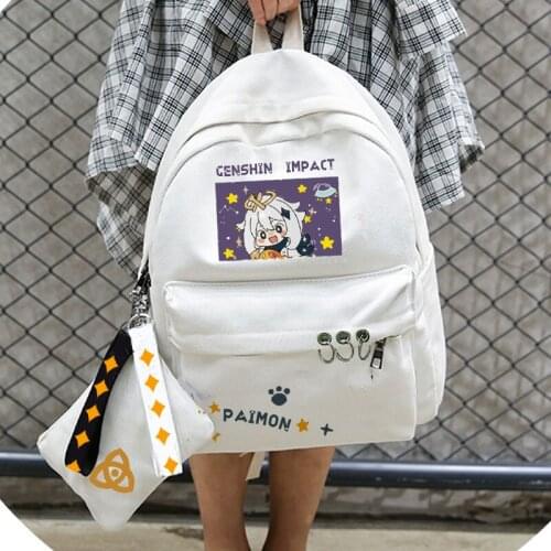 Anime Genshin Impact Paimon Backpack School Bag Laptop Bag Shoulders Bag Student Creativity knapsack High Capacity Xmas Gifts